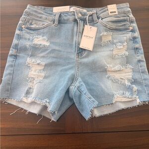 Judy Blue Women's Ripped Jean Shorts - Light Blue